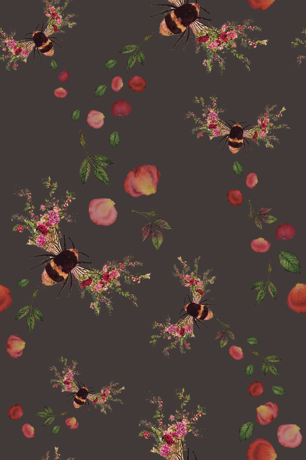 Bee Bloom Wallpaper Sample - Choose a sample colour - Charcoal image