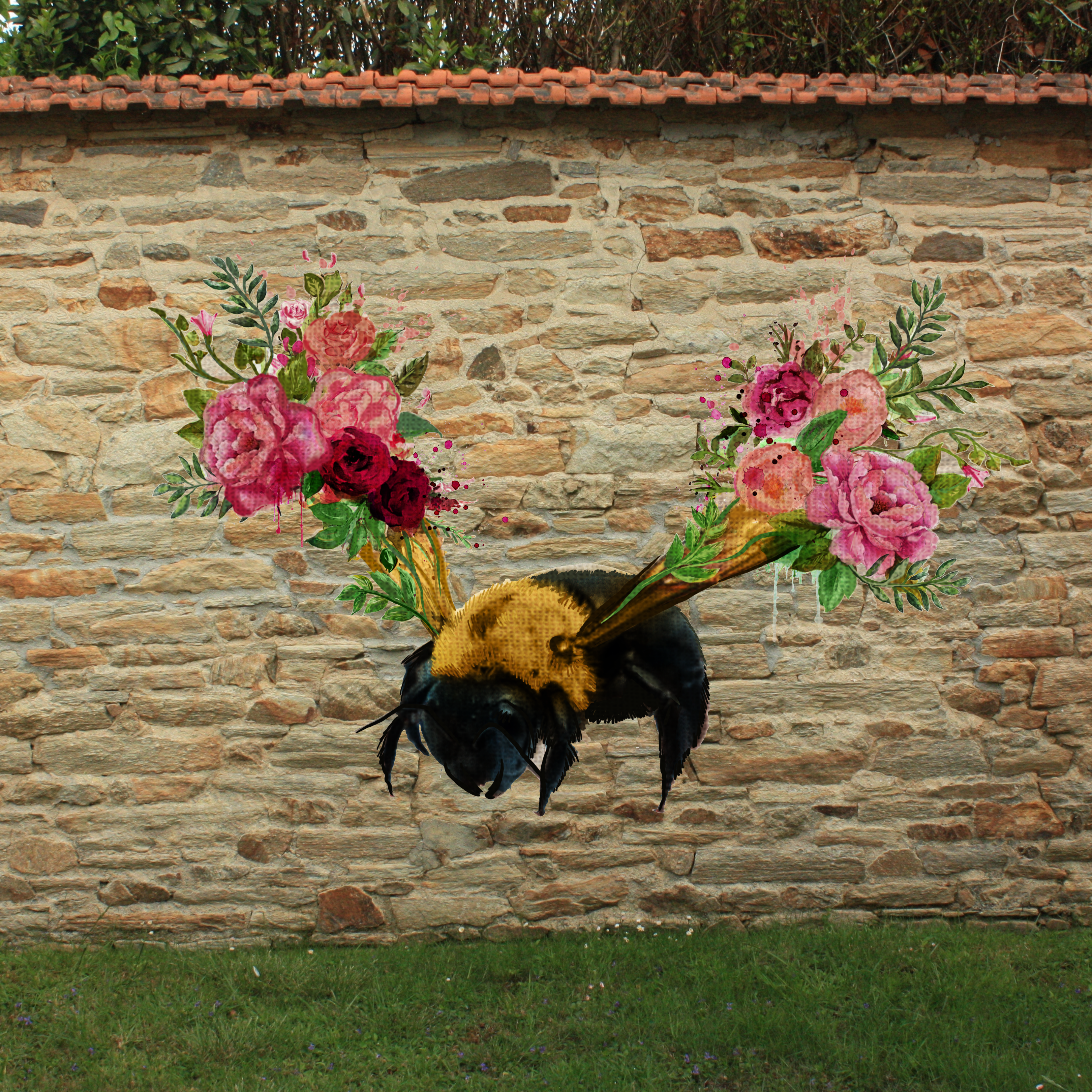 NEW - Bee Bloom Standing Bee Outdoor Prints - Extra Large Bespoke Size contact leanne@hattielloyd.com image