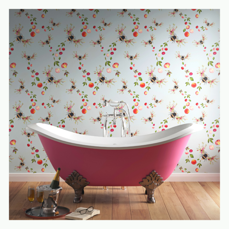 Bee Bloom Wallpaper – Choose a colour – Hattie Lloyd